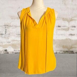 7th Avenue by NY & Company Women's Yellow V-Neck Blouse Size Small